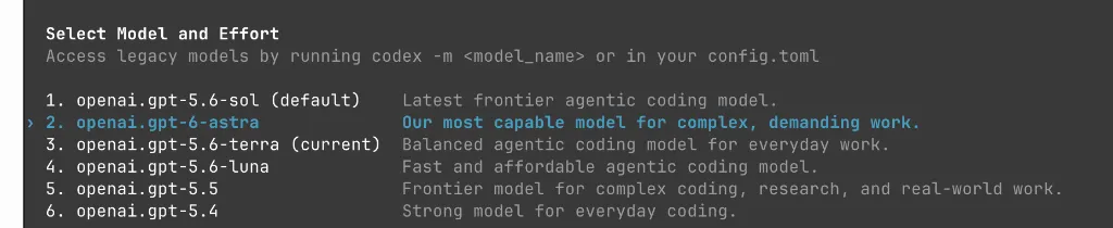 Codex CLI Bedrock model selector